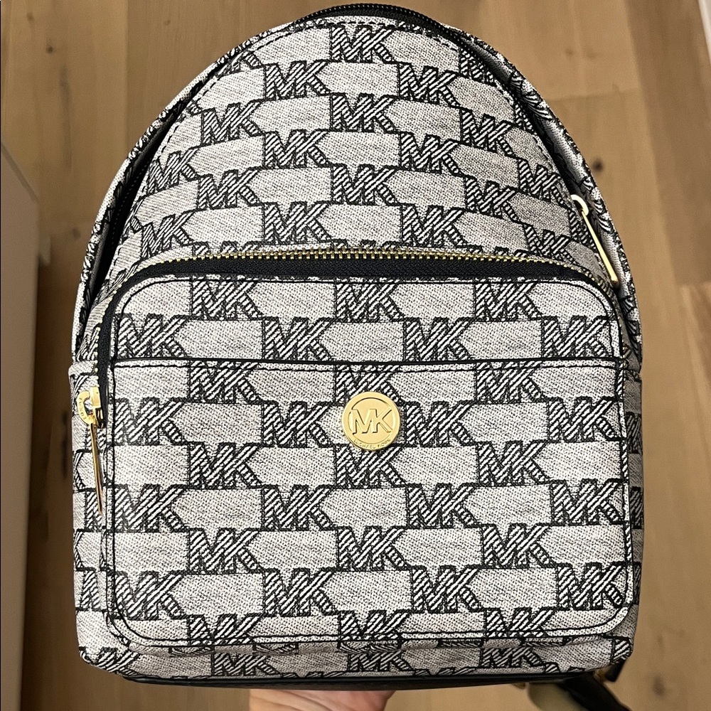 Michael Kors Monogrammed Black and Gray Backpack